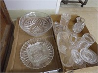 2 boxes clear glass items