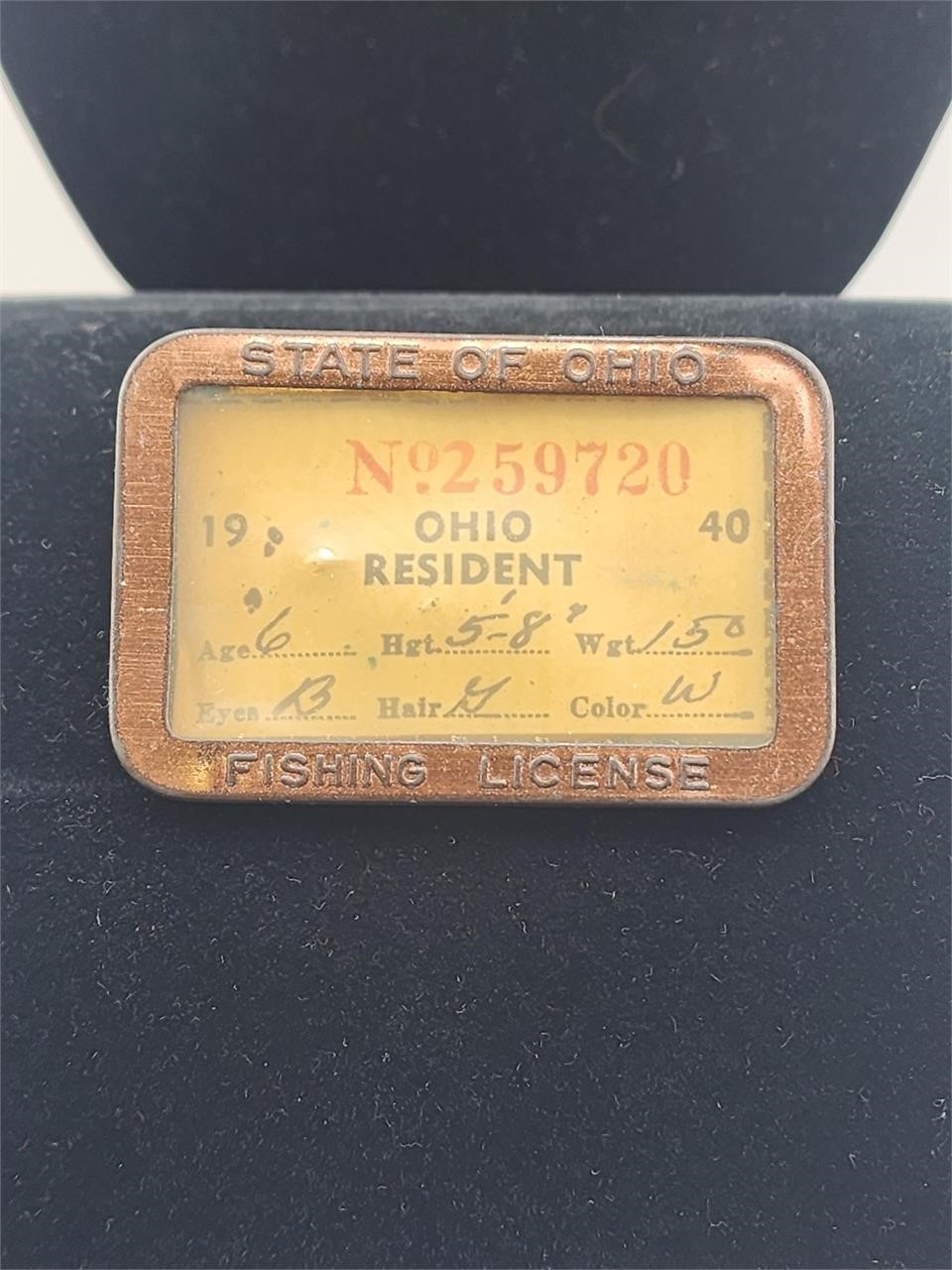 1940 Ohio Resident Fishing License
