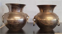 Pair of Heavy Brass Urns 7 inches Tall