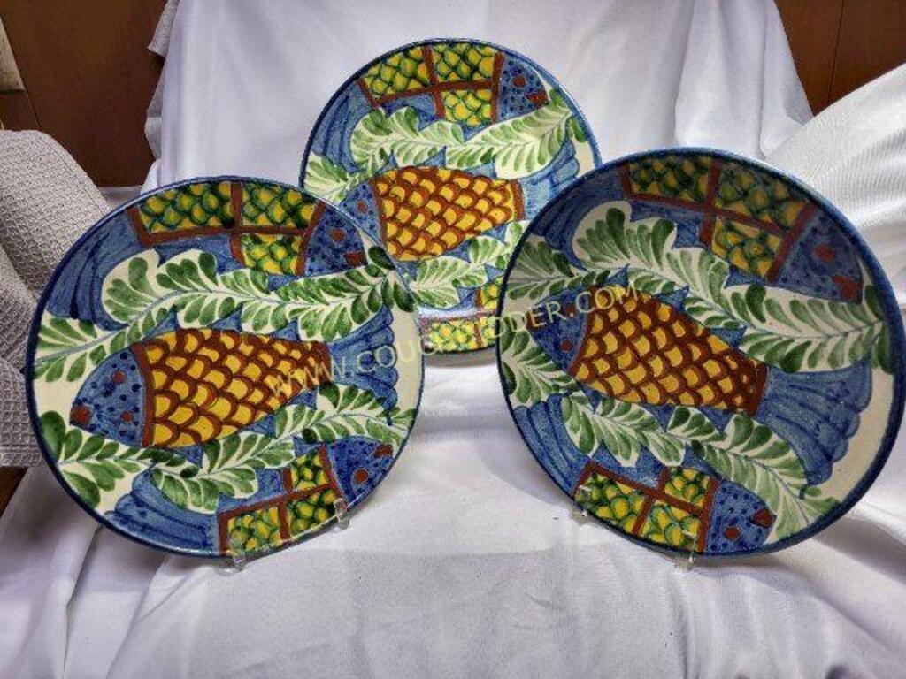 Trio of Vintage Talavera 11 1/2" Fish Motif