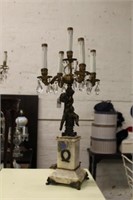 5 Light Brass & Marble Table Lamp