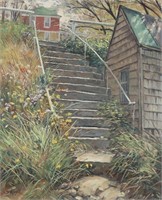Michael Stoffa Oil on Canvas Stairs