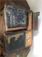 vintage photo albums, cigar boxes