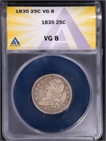 1835 25C Capped Bust Quarter ANACS VG 8 Nice!