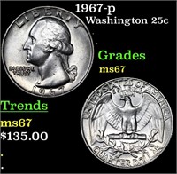 1967-p Washington Quarter 25c Grades GEM++ Unc