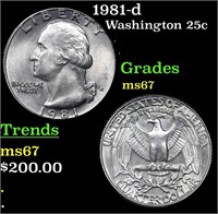 1981-d Washington Quarter 25c Grades GEM++ Unc