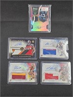 Lot of 5 Certified Football DUAL Autograph & Game-
