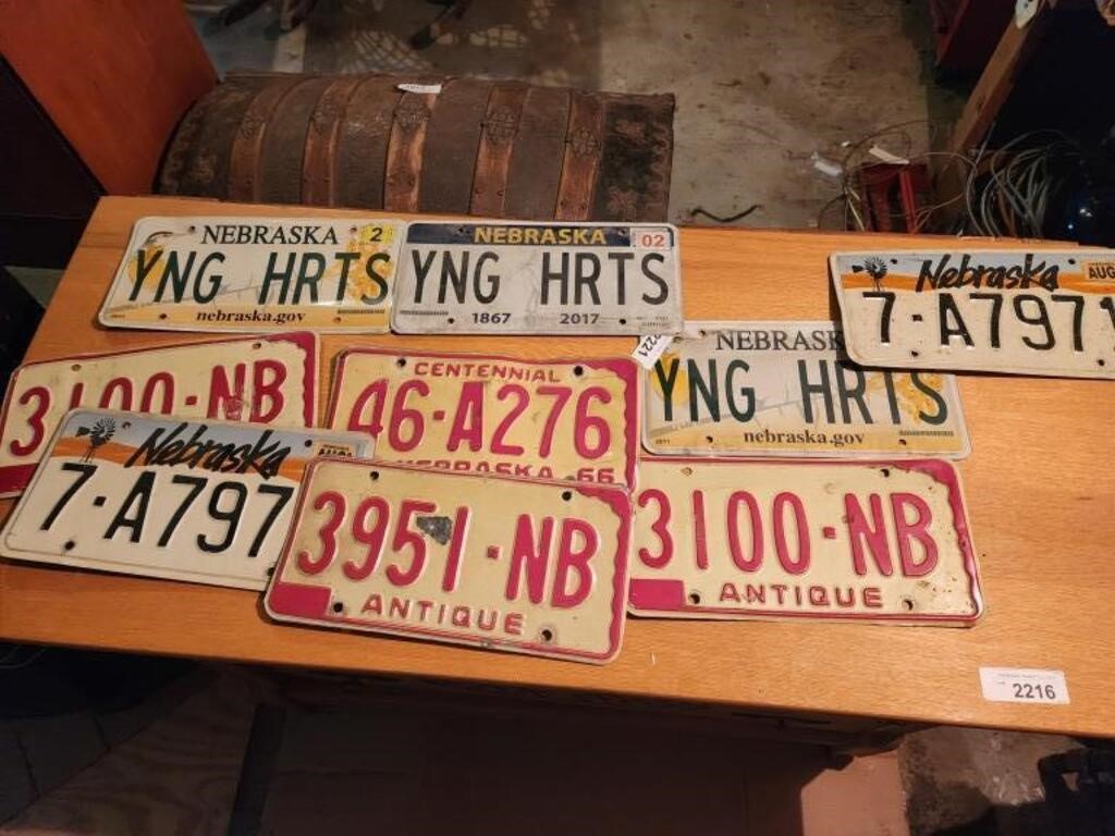 9 Vintage Nebraska License Plates