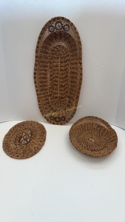 Reed / Pine wicker baskets & trays by Zella Wilt