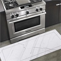 P435  Carvapet Kitchen Mat, 18"x 47", White Marble