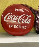 4' Vintage Huge Metal Coca-Cola Button 4 feet!!!