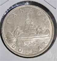 1935 Canadian Silver $1 Dollar Coin