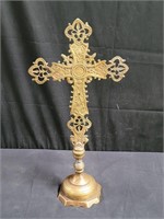 Vintage brass cross 22"h x 11"w