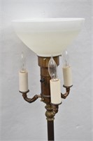 Vintage Metal 3-Arm Floor Lamp with Glass Globe
