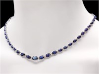 14k Gold Necklace with 30ct Sapphire & 1ct Diam