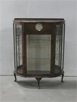 Mid Century Glass Display Cabinet W/Clock See Info