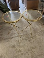 (2) Glass Top Side Tables