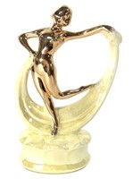 Yellow & Gilt Dancing Girl Flower Bowl Center