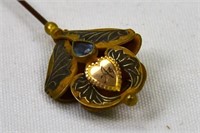 Art Deco Hatpin with Blue Teardrops