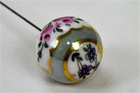 Hand-painted Floral Sphere Hatpin