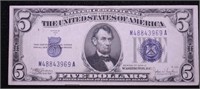 1934 C AU 5 $ SILVER CERTIFICATE PQ