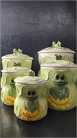 Late Mid Century Kimple Frog Canister Set (see