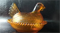 Vintage Amber Glass Nesting Hen (see all photos