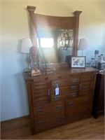 DRESSER W MIRROR & END TABLE