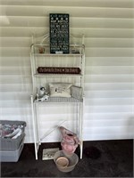 Metal Shelf With Whicker Shelves