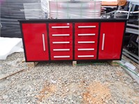 7' RED WORK BENCH WITH 10 DRAWERS / 2 CABINETS