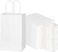 Toovip 100pk 5.25x3.25x8.25 White Kraft Bags