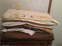 Stack of Assorted Bed Sheets & Heating Blanket