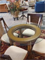 RATTAN GLASS TABLE WITH CHAIRS