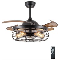 DuMaiWay 36" Caged Ceiling Fan with Lights, Indust