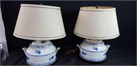 Pair of vintage porcelain table lamps