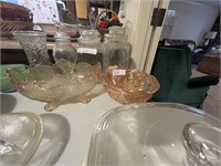 TIARA GLASS FOOTED BOWL AND DEPRESSION