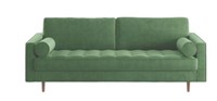 Lark 84" Square Arm Sofa Emerald Green Velvet New