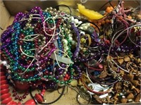 Tray full of assorted costume necklaces etc