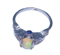 14k Gold & Opal Ring, With 0.30  0.06 cttw Tanzani