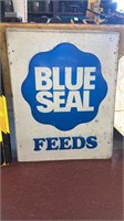 Blue seal feeds metal sign 24  X 30 inches- logo