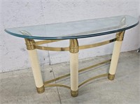Brass and glass sofa table 60"19"29"