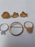 Lot of Various Pins, Goldtone Brooch, Goldtone
