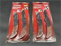 (2) 2-Packs Husky Wood Handled Folding Knives