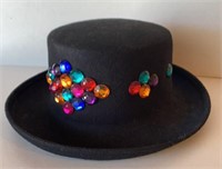 Jeweled wool hat made in USA *approx sz 7 1/4*