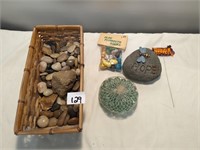 Basket of Decorative Rocks