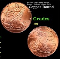 1oz .999 Fine Copper Bullion Round - Walking Liber