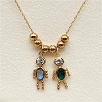 14K Gold Necklace w/ Child Charms