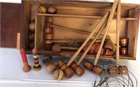 Vintage Tabletop Croquet Set 10” Mallets in