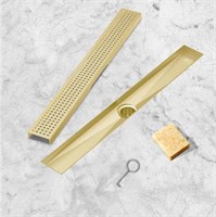 $80 Linear Shower Drain, Gold Rectangular 24"