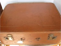 Antique hard suitcase with brass clasp (missing